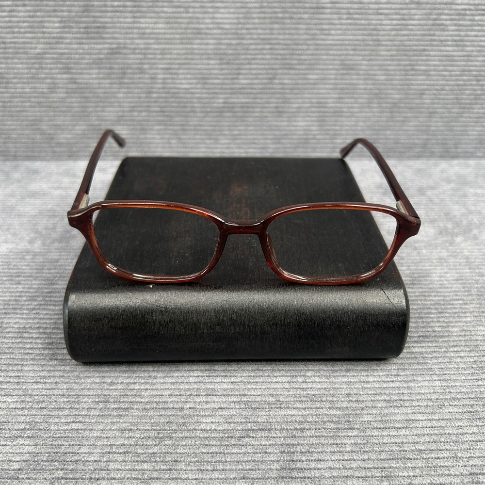 Romco Vintage Rectangular y2k Eyeglasses Burgundy Brown Translucent Frames 5 3/4